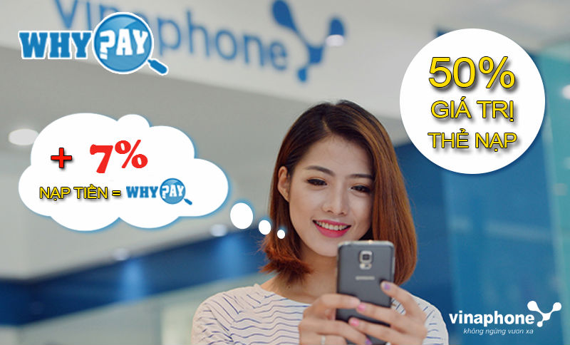 Vinaphone khuyến mãi 50% giá trị thẻ nạp ngày 31/1/2018